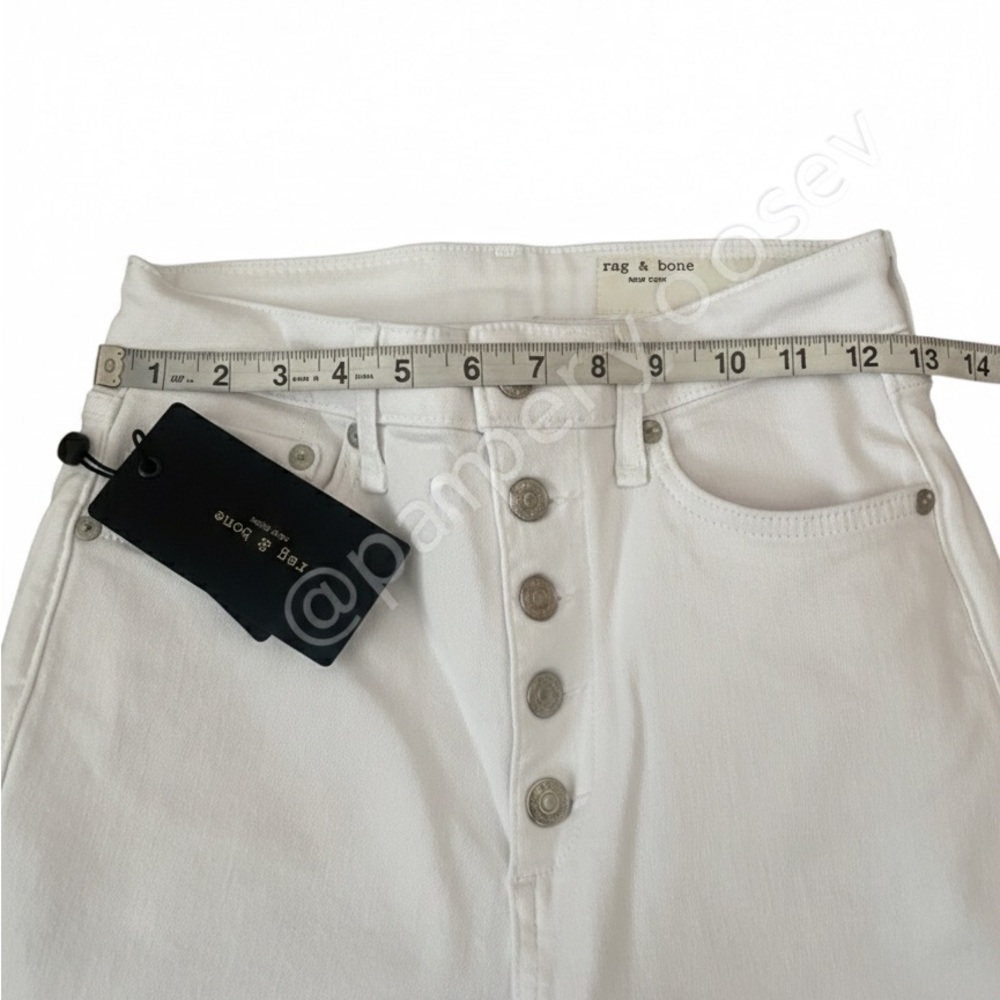 rag & bone Casey Exposed Button High Waist Ankle Flare Jeans (Optic White) - Picture 10 of 13